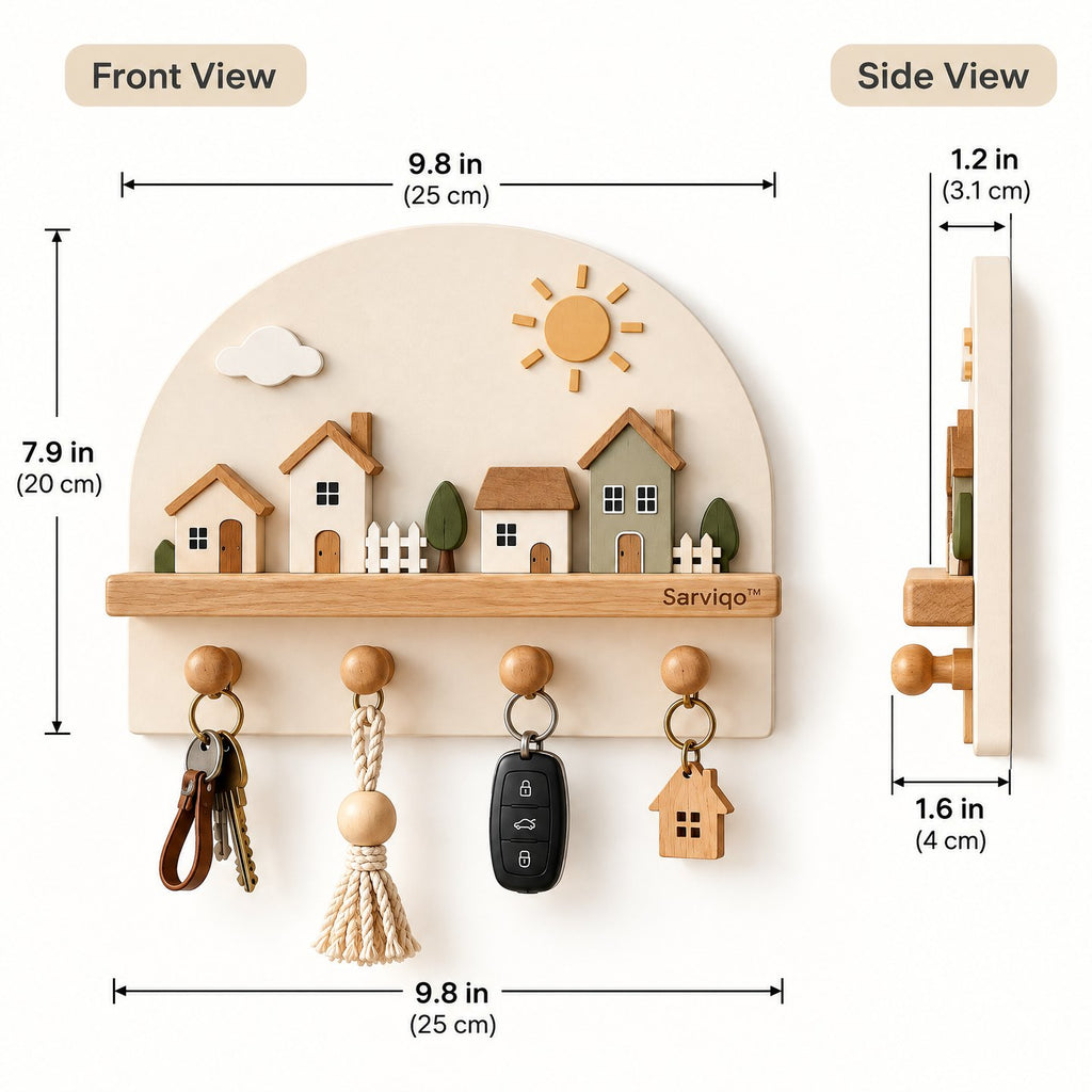 Sarviqo™ Sunlit Village Arch Wall Key Holder size guide