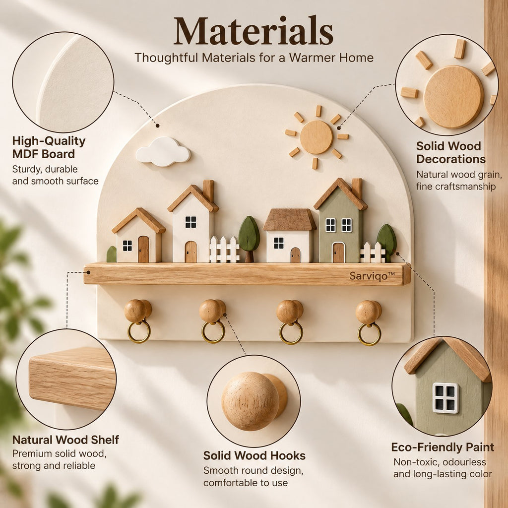 Sarviqo™ Sunlit Village Arch Wall Key Holder materials
