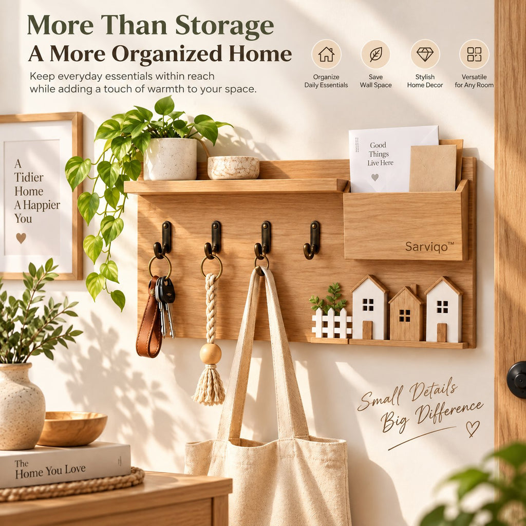 Sarviqo rustic oak cottage wall organizer lifestyle