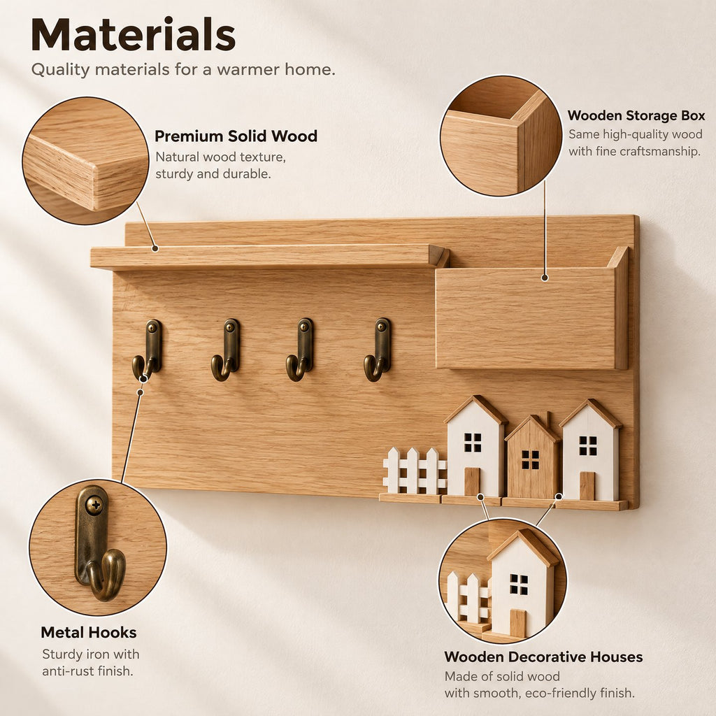 Sarviqo rustic oak cottage wall organizer materials