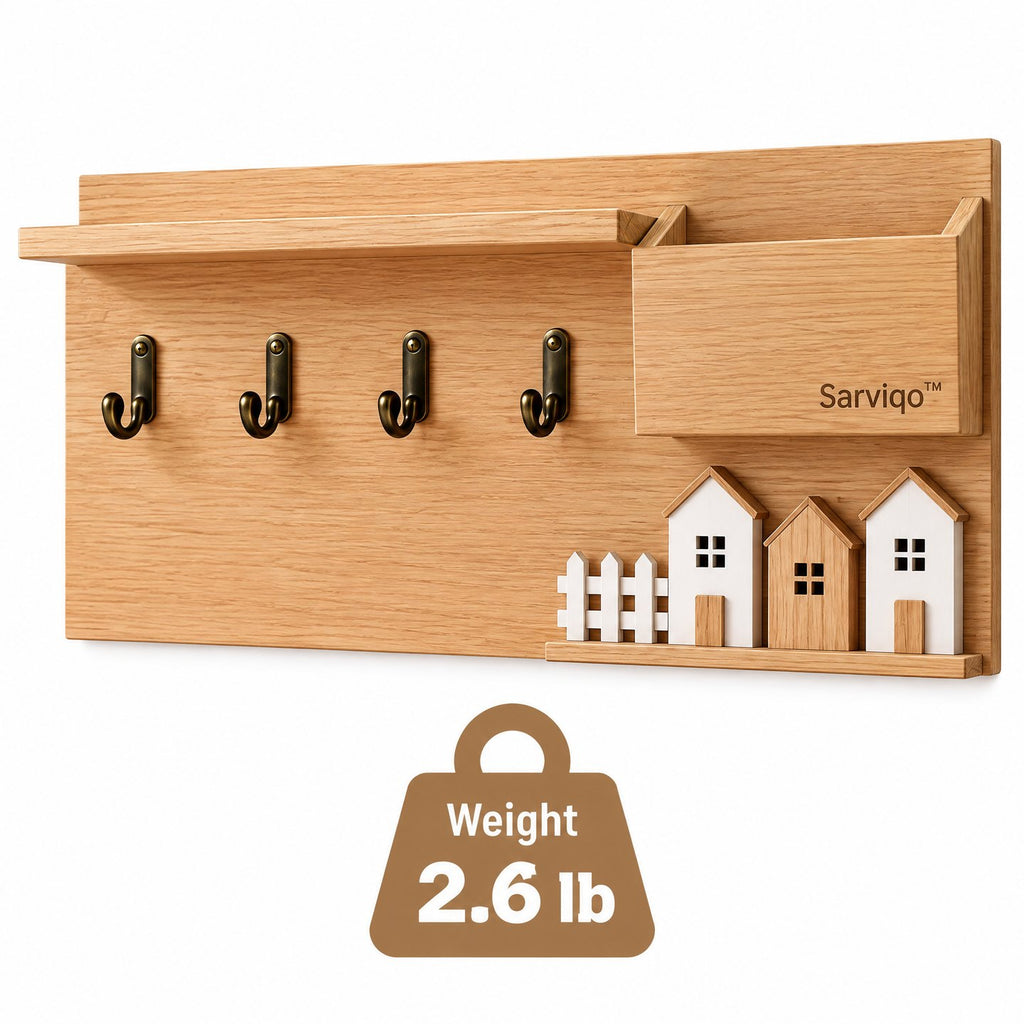 Sarviqo rustic oak cottage wall organizer weight