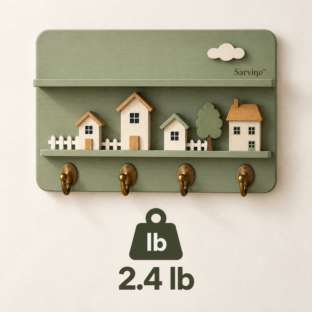 Sarviqo™ Sage Green Woodland Village Key & Coat Organizer weight